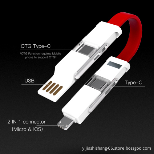 Newest Products Fast Electrica Wire Type C 3 4 in 1 OTG Keychain Magnetic Charging Data Charger USB Cable For IPhone